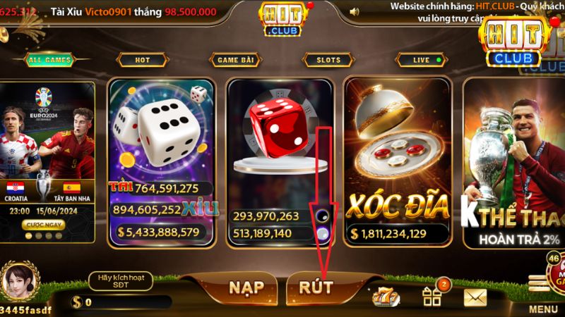 Hit Club đảm bảo giao dịch rút tiền nhanh gọn, an toàn